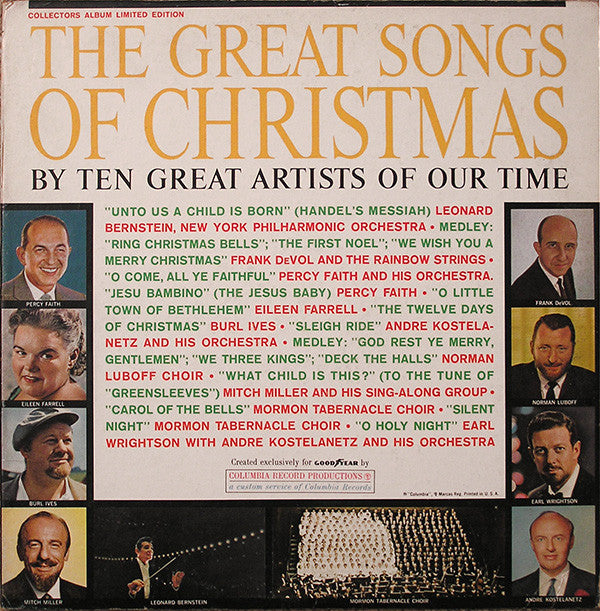 Various : The Great Songs Of Christmas (By Ten Great Artists Of Our Time) (LP, Album, Comp, Ltd)