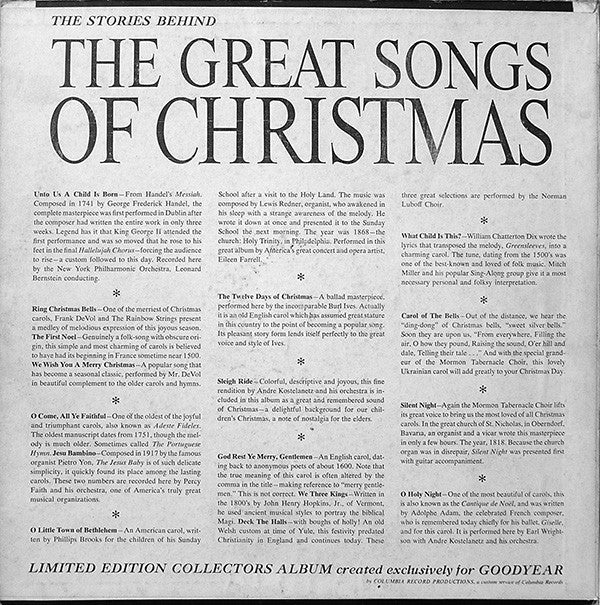 Various : The Great Songs Of Christmas (By Ten Great Artists Of Our Time) (LP, Album, Comp, Ltd)