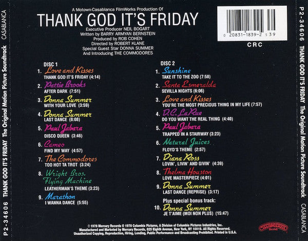 Various : Thank God It's Friday (The Original Motion Picture Soundtrack) (2xCD, Comp, Club, RE, CRC)