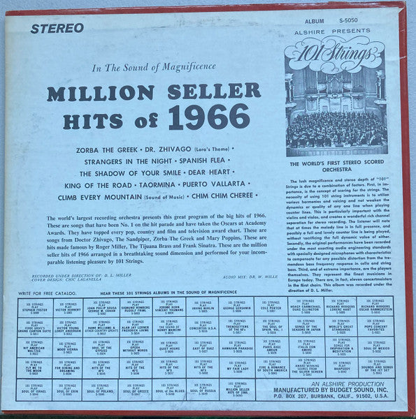 101 Strings : Million Seller Hits Of 1966 (LP, Album)