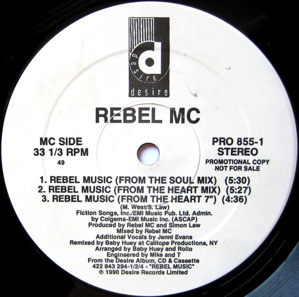 Rebel MC : Rebel Music (12", Promo)