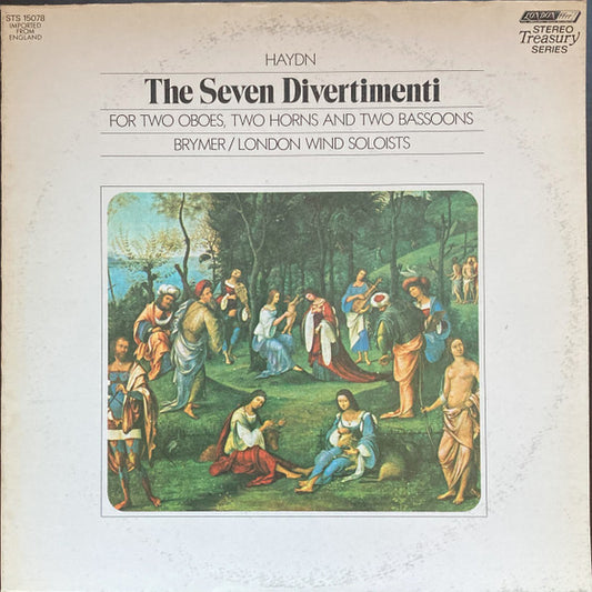 Joseph Haydn, Jack Brymer / London Wind Soloists : The Seven Divertimenti For Two Oboes, Two Horns And Two Bassoons (LP, Album, RE)