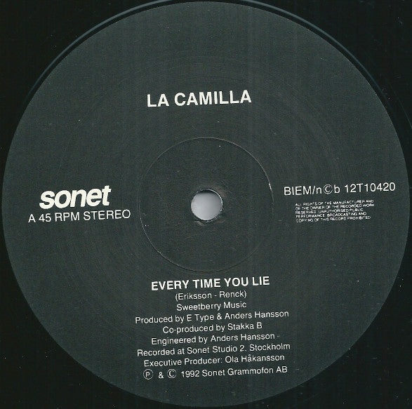 La Camilla : Everytime You Lie (12", Maxi)