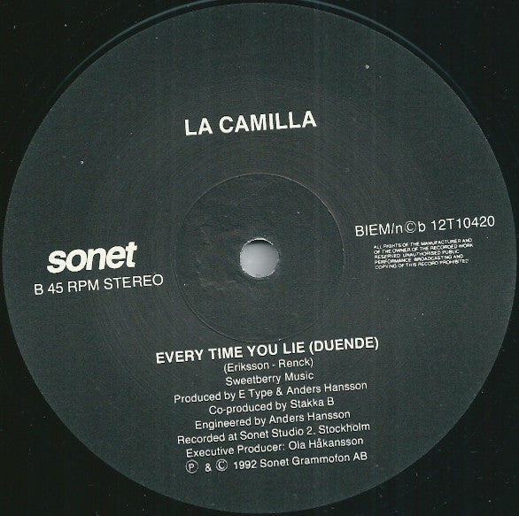 La Camilla : Everytime You Lie (12", Maxi)