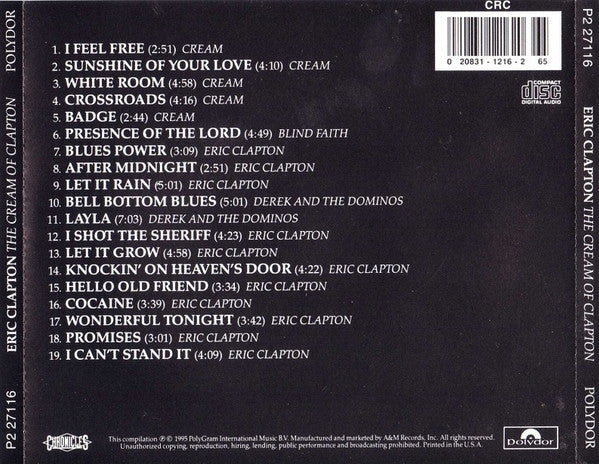 Eric Clapton : The Cream Of Clapton (CD, Comp, Club, RM, ARC)