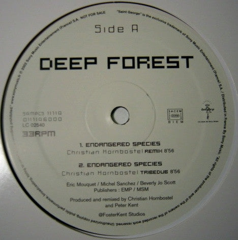 Deep Forest : Endangered Species (Christian Hornbostel Remixes) (12", S/Sided, Promo)