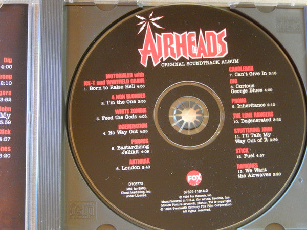 Various : Airheads (Original Soundtrack Album) (CD, Album, Comp, Club)