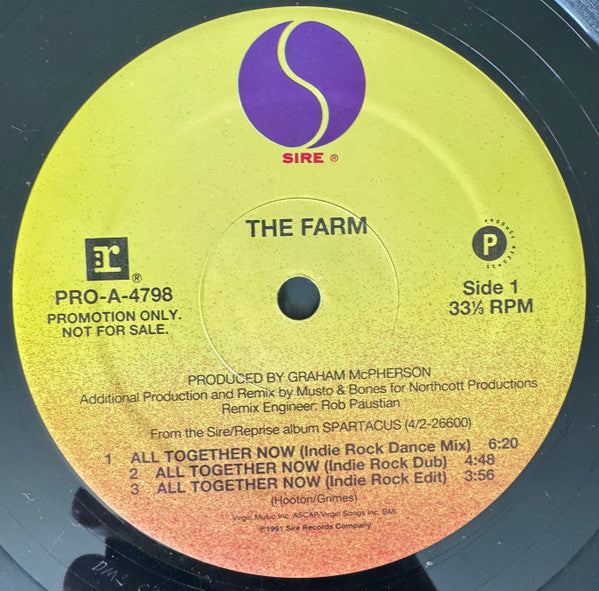 The Farm : All Together Now (Musto & Bones Remixes) (12", Promo)