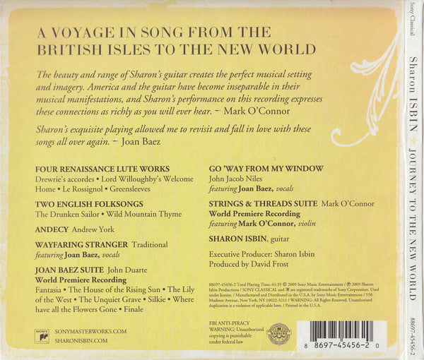 Sharon Isbin, Joan Baez, Mark O'Connor : Journey To The New World (CD)