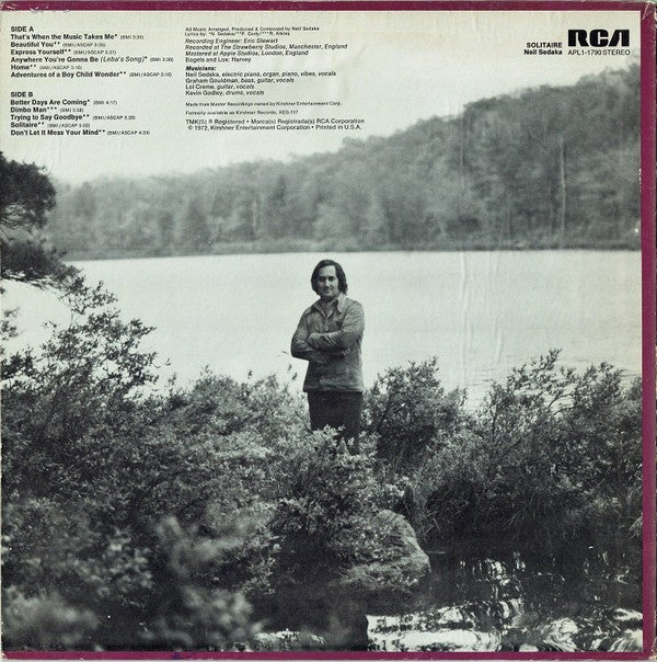 Neil Sedaka : Solitaire (LP, Album, RE)