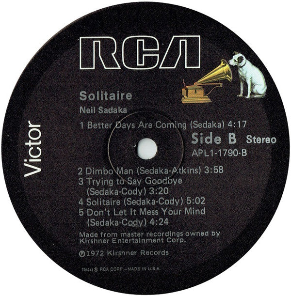 Neil Sedaka : Solitaire (LP, Album, RE)