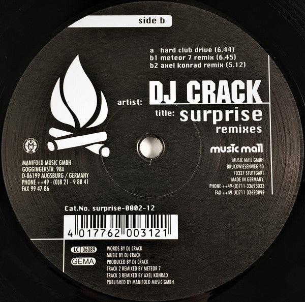 DJ Crack : Surprise (Remixes) (12", Maxi)