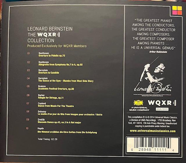 Leonard Bernstein : The WQXR Collection (CDr, Comp)