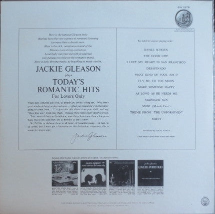 Jackie Gleason : Today's Romantic Hits - For Lovers Only (LP, Album)