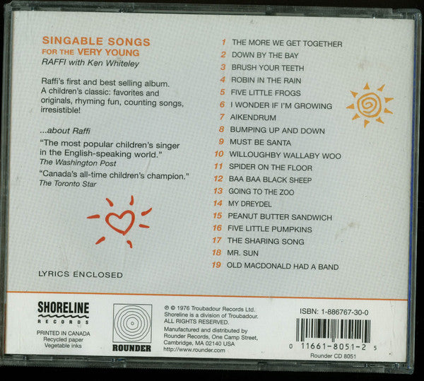 Raffi (2) : Singable Songs For The Very Young (CD, Album, RE)