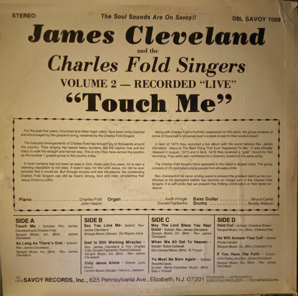 James Cleveland* Presents The Charles Fold Singers : Vol. II - Touch Me (2xLP, Album)