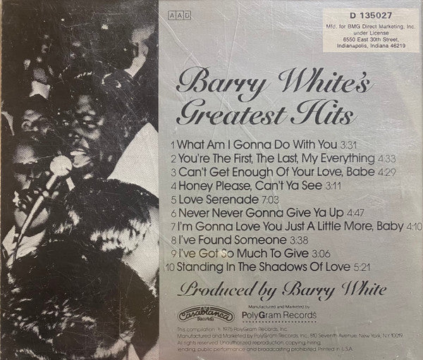Barry White : Barry White's Greatest Hits (CD, Comp, Club)