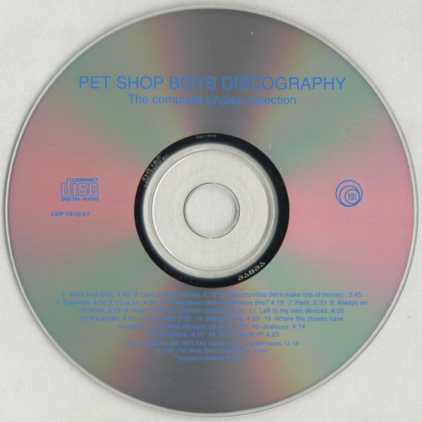 Pet Shop Boys : Discography (The Complete Singles Collection) (CD, Comp, Club, RP)