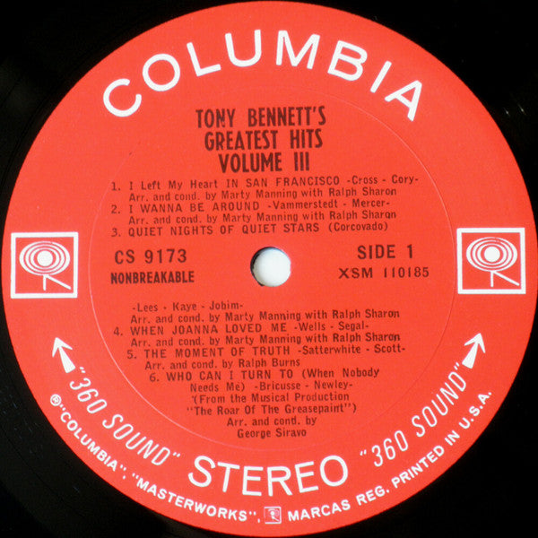 Tony Bennett : Tony's Greatest Hits Volume III (LP, Comp, Pit)