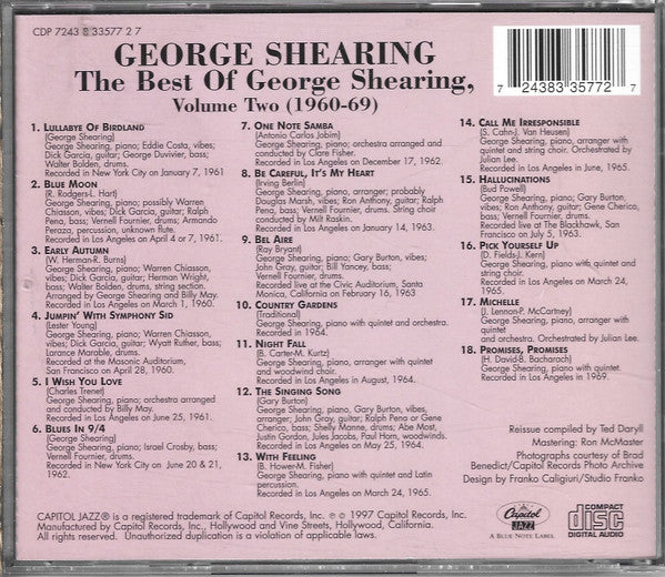 George Shearing : The Best of George Shearing, Vol. 2 (1960-69) (CD, Comp)