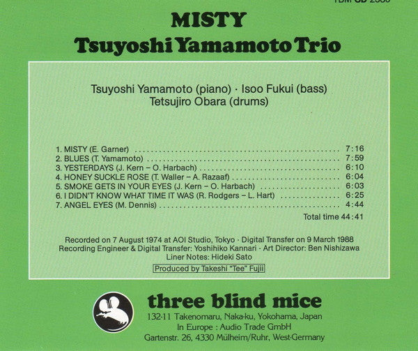 Tsuyoshi Yamamoto Trio : Misty (CD, Album, RE)