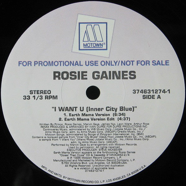 Rosie Gaines : I Want U (Inner City Blue) (12", Single, Promo)