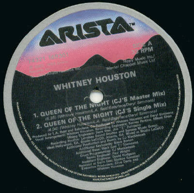 Whitney Houston : Queen Of The Night (12", Single)