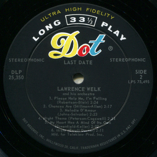 Lawrence Welk And His Orchestra : Last Date (LP, Album)