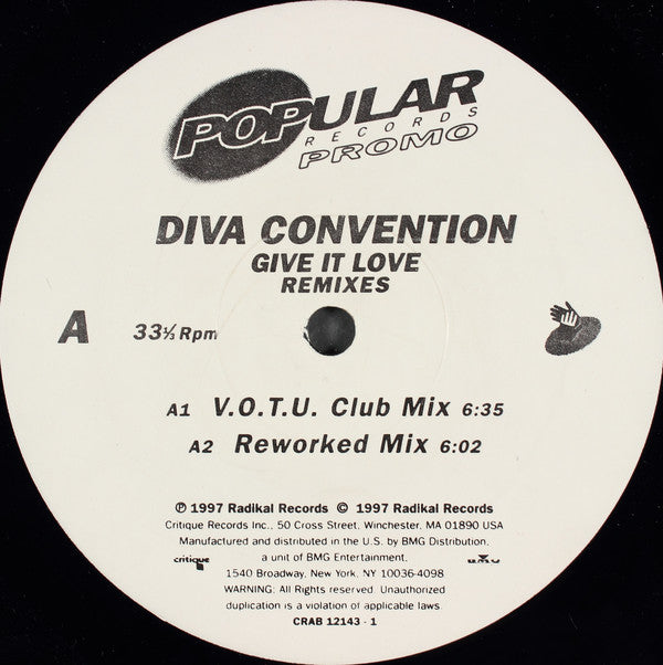 Diva Convention : Give It Love (Remixes) (12", Promo)