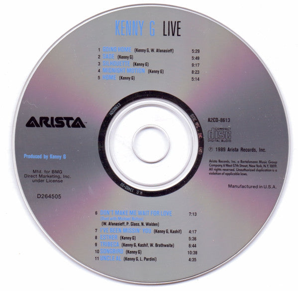 Kenny G (2) : Live (CD, Album, Club)