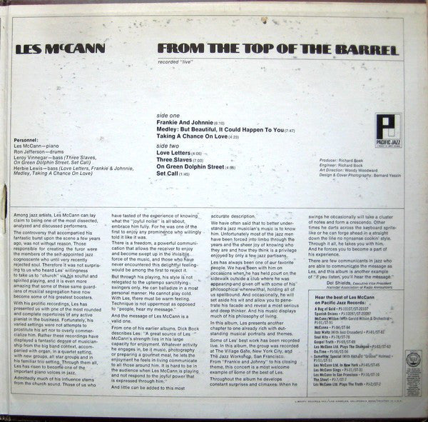 Les McCann : From The Top Of The Barrel (LP, Album, Gat)