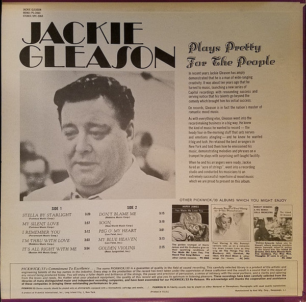 Jackie Gleason : Plays Pretty For The People (LP, Comp)