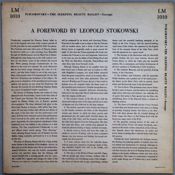 Tchaikovsky* - Leopold Stokowski And His Symphony Orchestra : Sleeping Beauty Ballet (LP, Album, Mono)