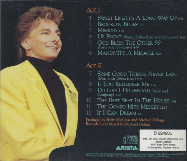 Barry Manilow : Live On Broadway (CD, Album, Club)