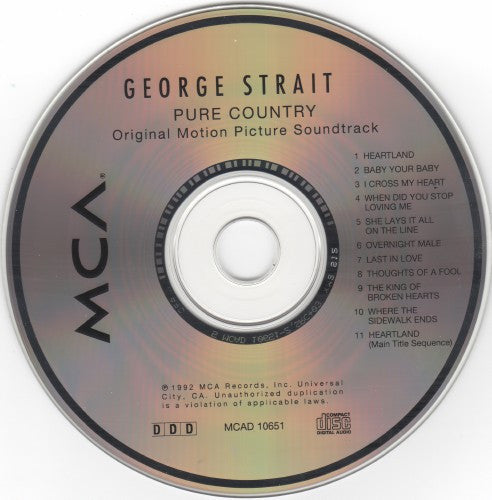 George Strait : Pure Country (Original Motion Picture Soundtrack) (CD, Album, Club, Col)