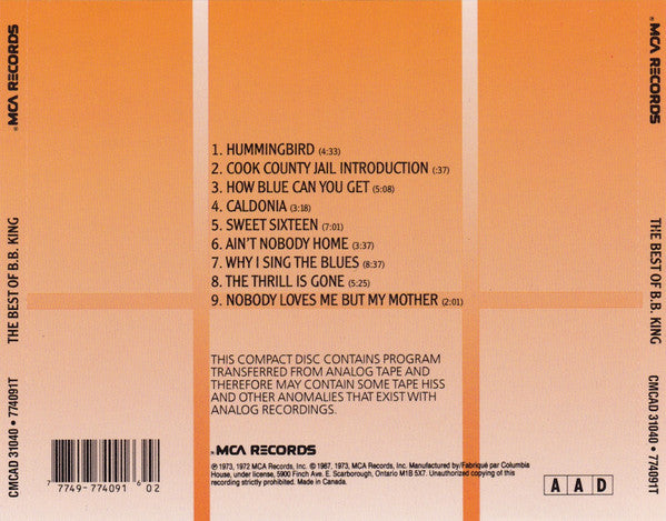 B.B. King : The Best Of B.B. King (CD, Comp, Club)