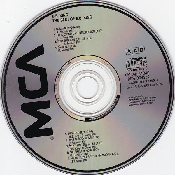 B.B. King : The Best Of B.B. King (CD, Comp, Club)