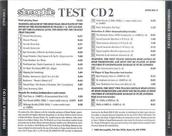 Various : Stereophile Test CD2 (CD, Comp, RP)