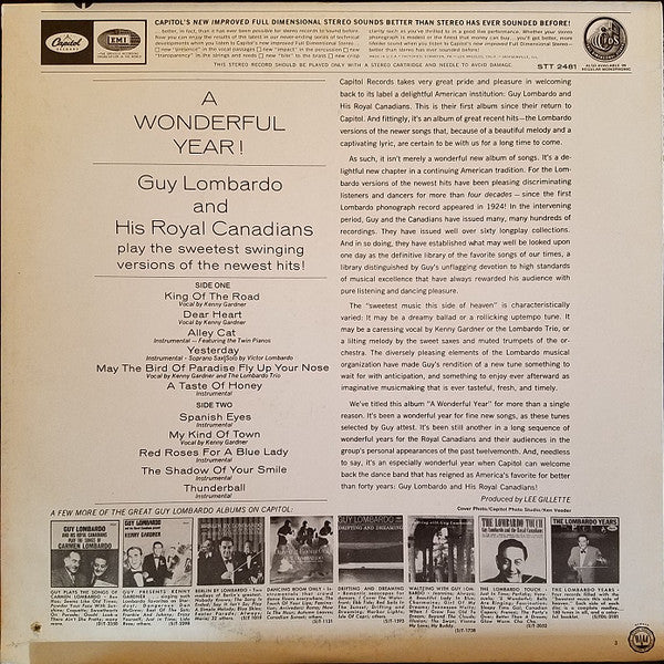 Guy Lombardo And His Royal Canadians : A Wonderful Year! Guy Lombardo And His Royal Canadians Play Their Sweetest Swinging Versions Of The Newest Hits! (LP, Album)
