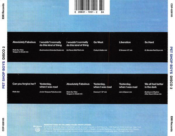Pet Shop Boys : Disco 2 (CD, Comp, Club, Mixed)