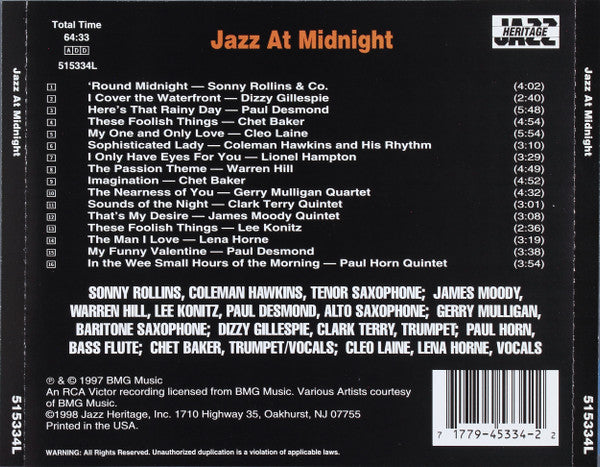 Various : Jazz At Midnight (CD, Comp)