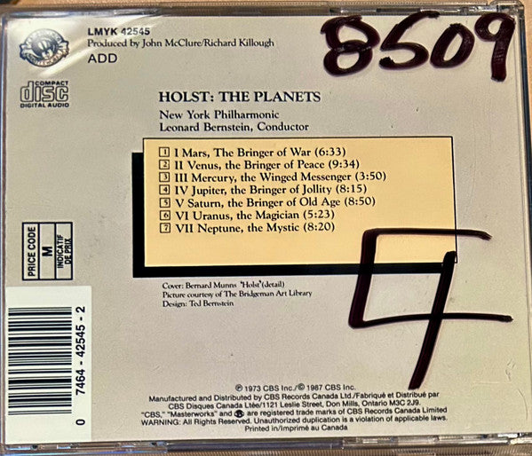 Holst* - New York Philharmonic, Leonard Bernstein : The Planets (CD)
