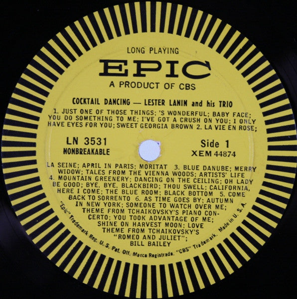 Lester Lanin And His Trio* : Cocktail Dancing (LP, Album, Mono)