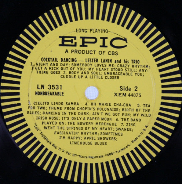 Lester Lanin And His Trio* : Cocktail Dancing (LP, Album, Mono)