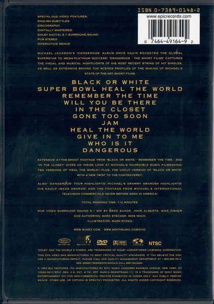 Michael Jackson : Dangerous (The Short Films) (DVD-V, Comp, Multichannel, NTSC)