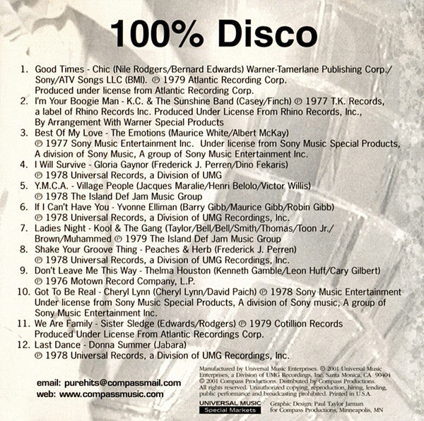 Various : 100% Disco (CD, Comp)