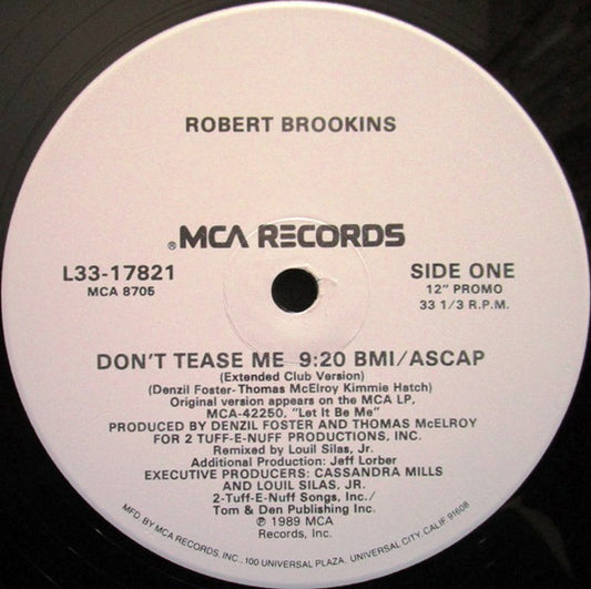 Robert Brookins : Don't Tease Me (12", Promo)