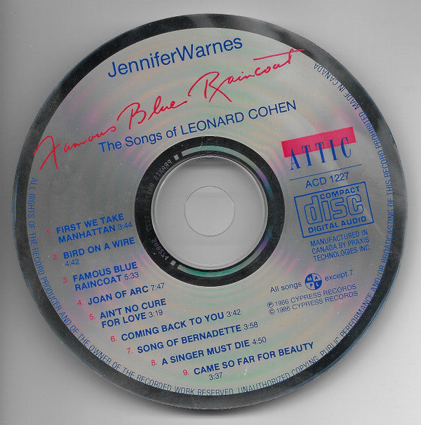 Jennifer Warnes : Famous Blue Raincoat (The Songs Of Leonard Cohen) (CD, Album)