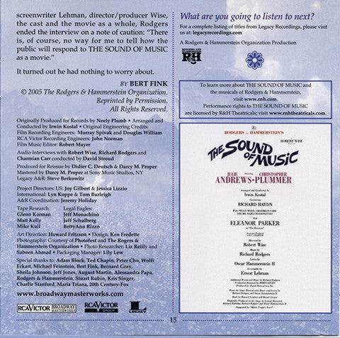 Rodgers & Hammerstein, Julie Andrews, Christopher Plummer, Irwin Kostal : The Sound Of Music Original Soundtrack (40th Anniversary Special Edition) (CD, Album, Dlx, RE, S/Edition)