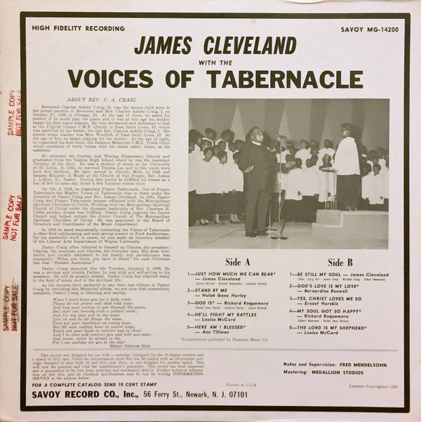 James Cleveland* And The Voices Of Tabernacle : Sing In Memory Of Rev. Charles A. Craig (LP, Album)